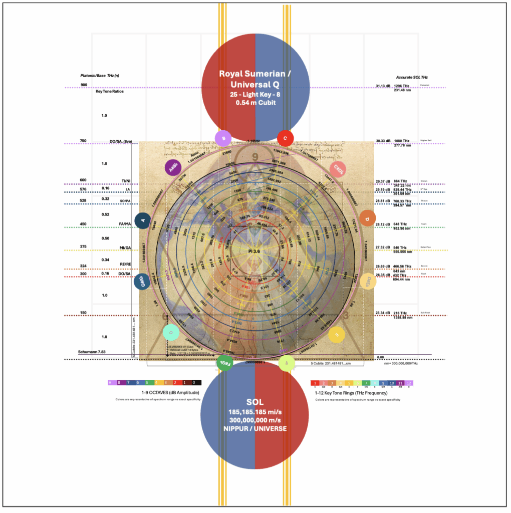 Royal Sumerian/Universal Q -SOL EMME Light Key Channel with Global positioning overlay
